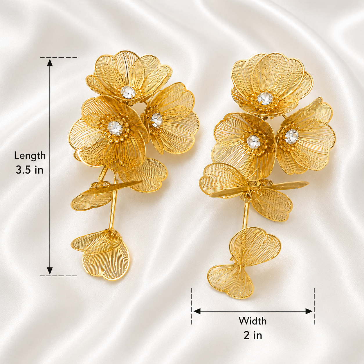 GOLDEN FLORAL DROP  EARRINGS