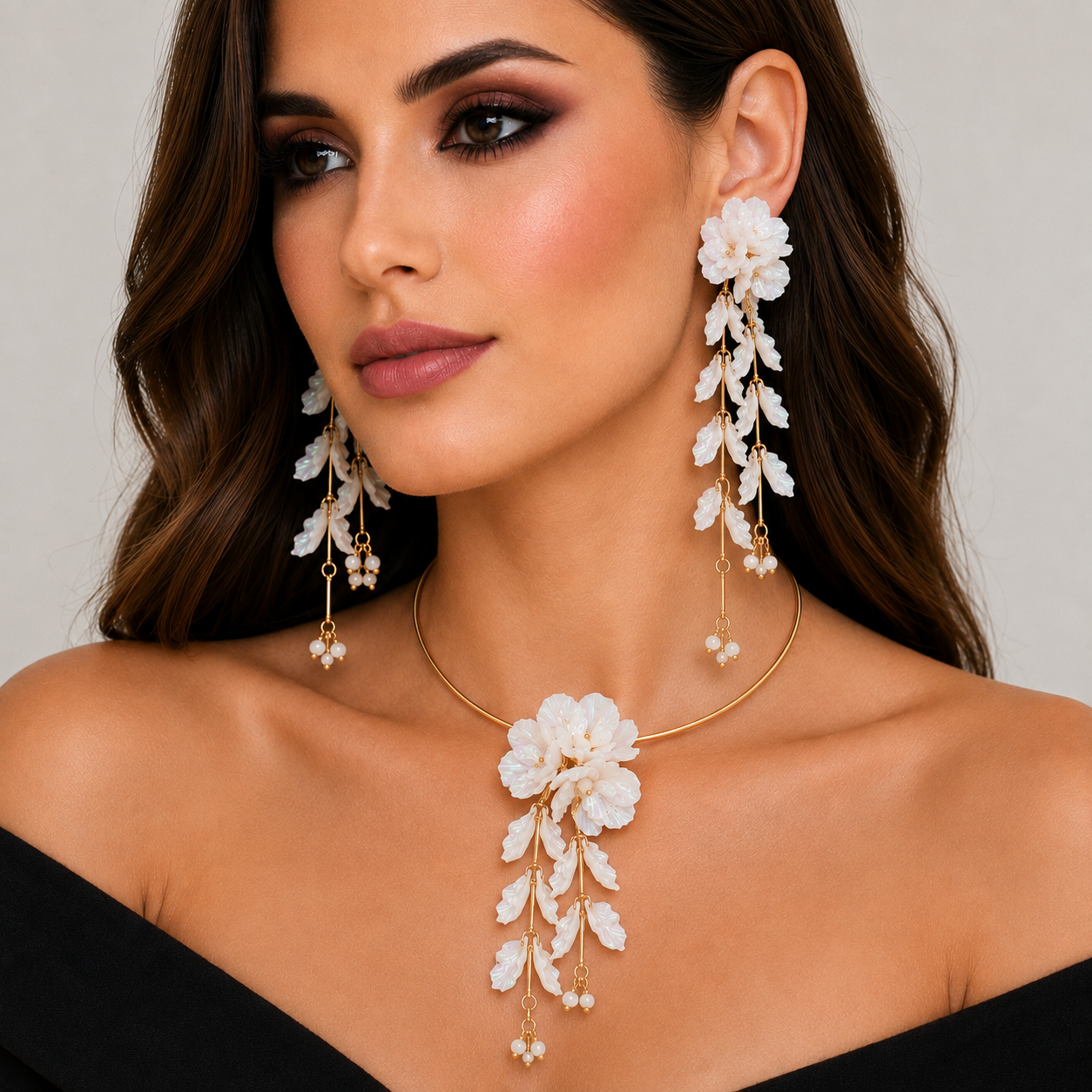 ELEGANT WHITE FLORAL SET