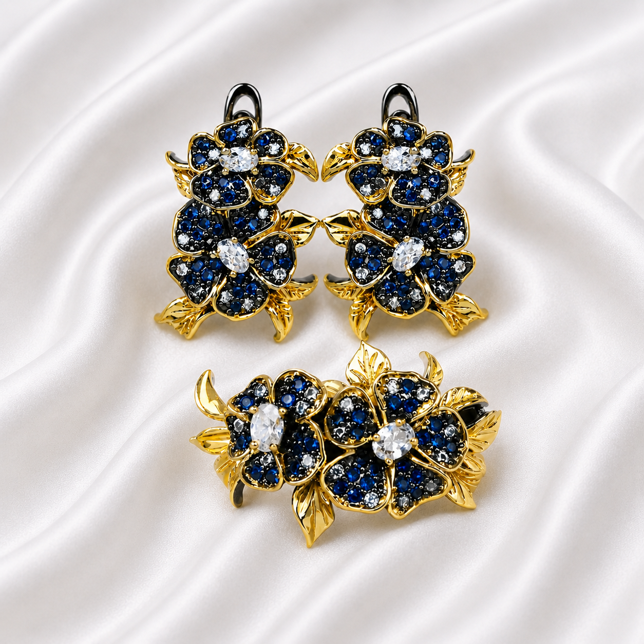 BLUE HUE ZIRCON FLOWER SET
