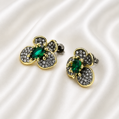 EXQUISITE EMERALD FLOWER SET