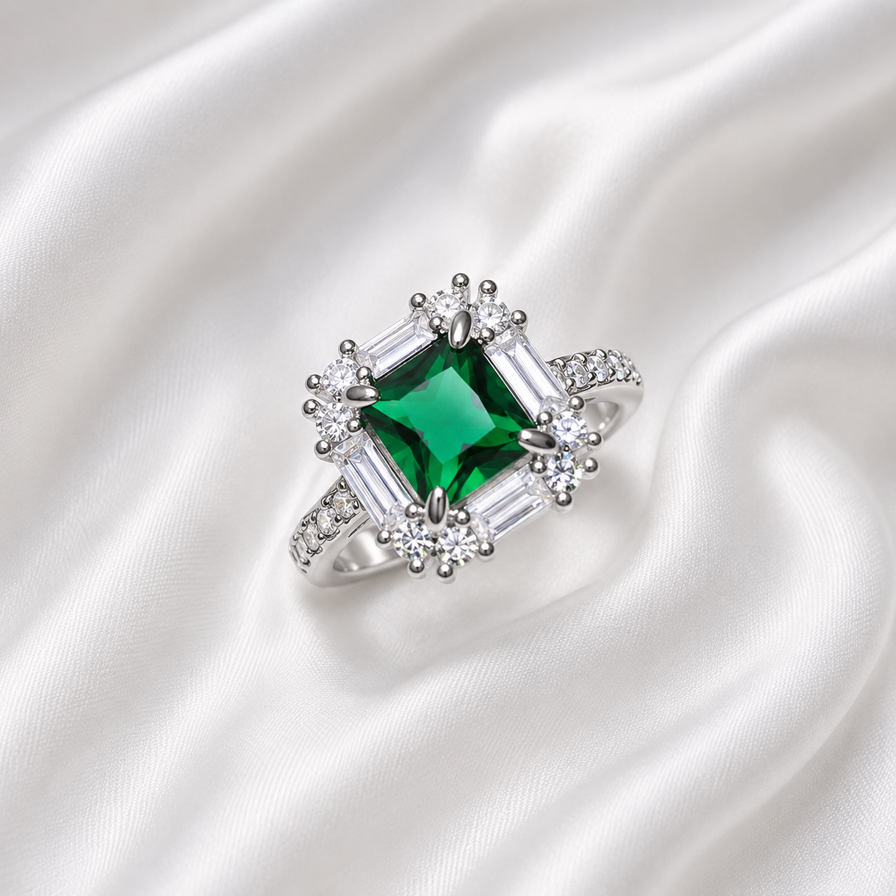 SQUARE GREEN ZIRCON RING