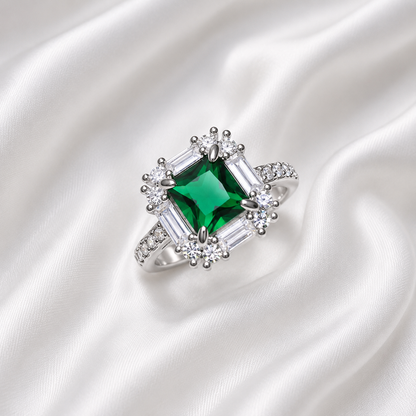 SQUARE GREEN ZIRCON RING