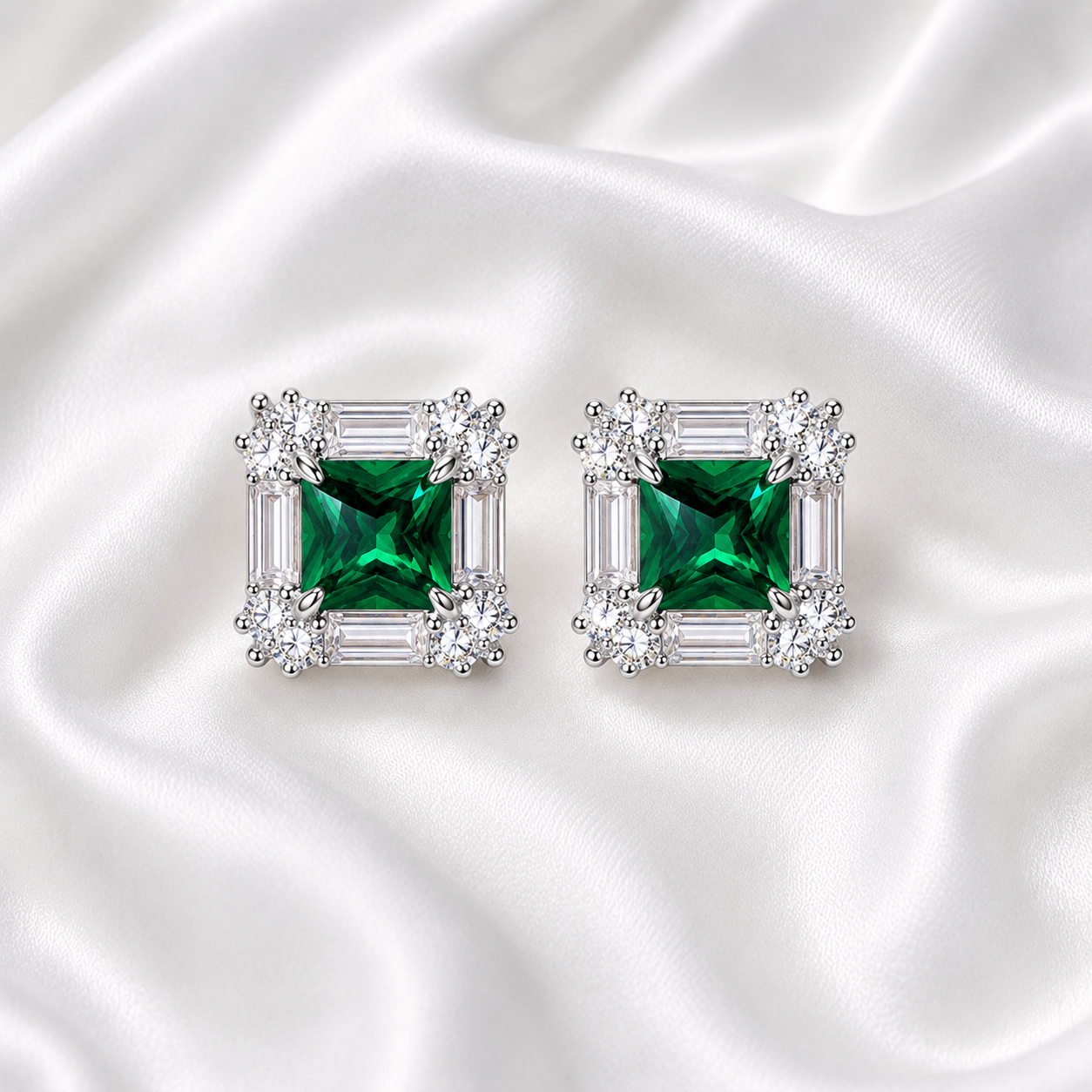 SQUARE GREEN ZIRCON SET