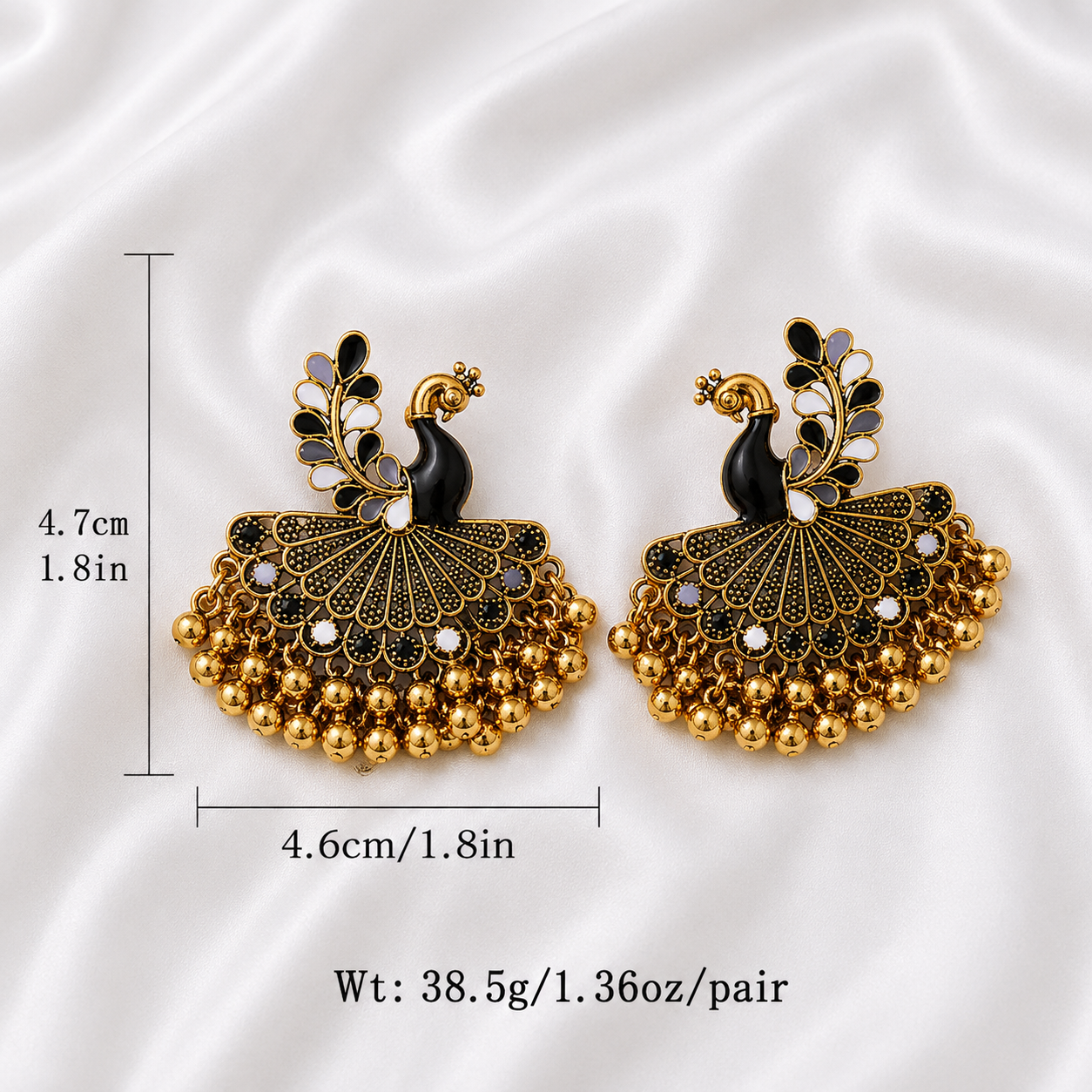 FAN SHAPE PEACOCK EARRINGS