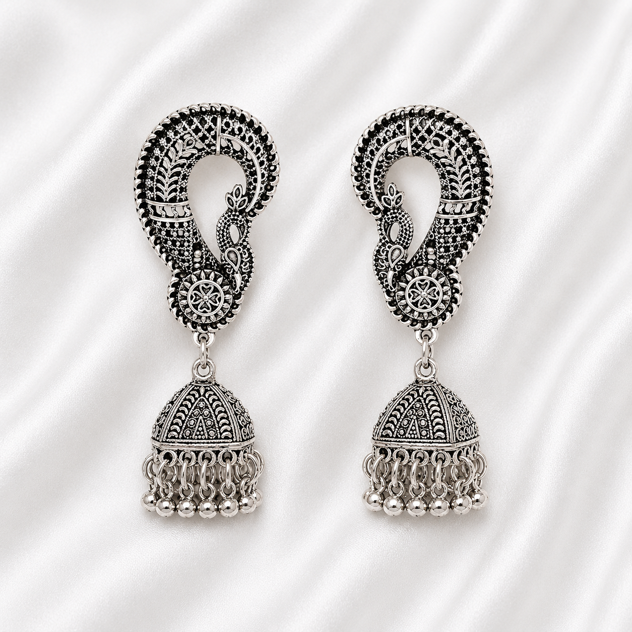 VINTAGE PEACOCK JHUMKAY
