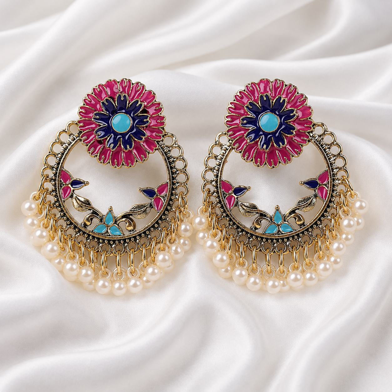 INDAIN ROUND FLOWER EARRINGS