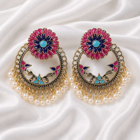 INDAIN ROUND FLOWER EARRINGS