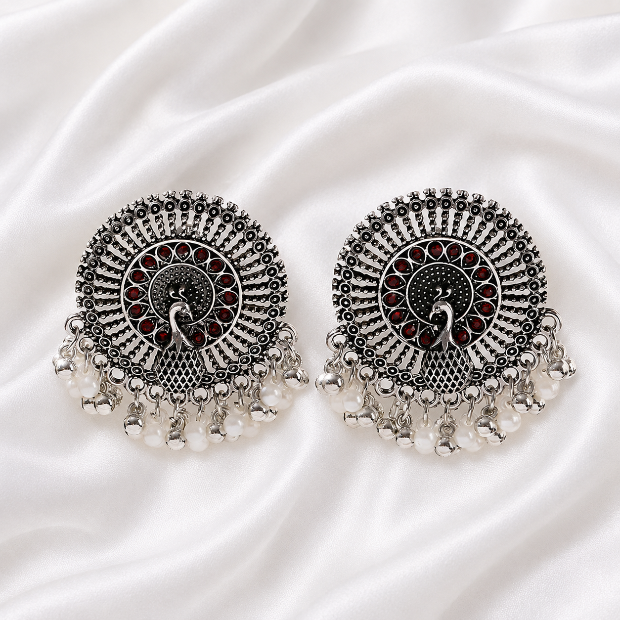 PEACOCK ROUND EARRINGS