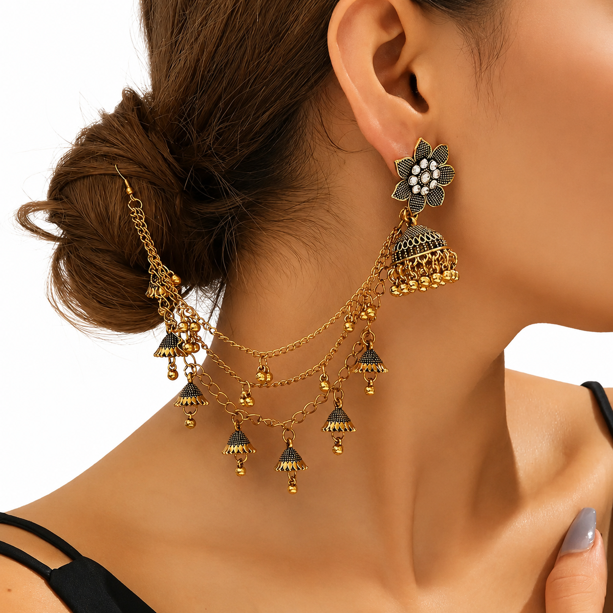 FLOWER JHUMKA WITH SAHARA