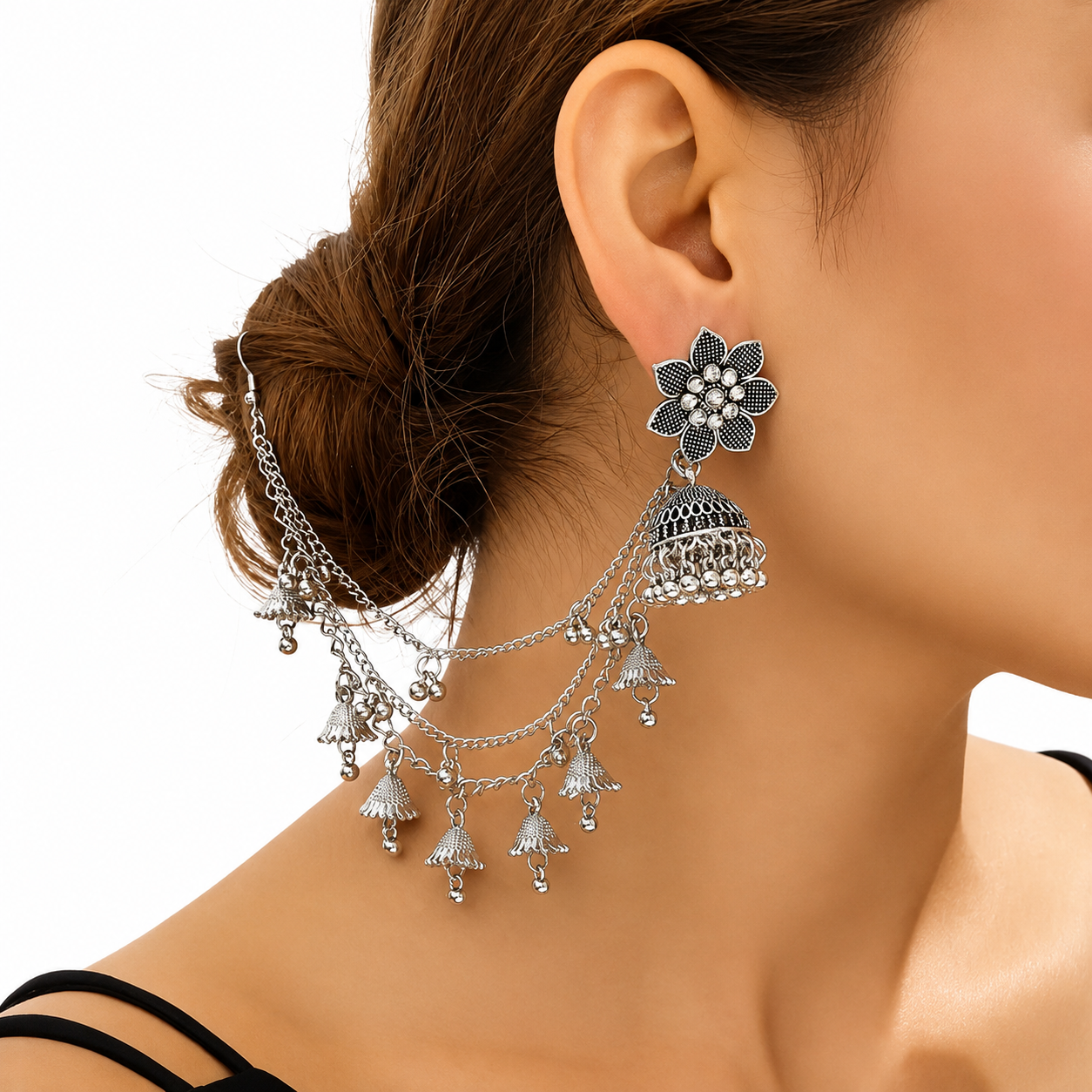FLOWER JHUMKA WITH SAHARA