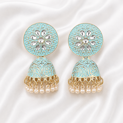 BOHO CARVED JHUMKA EARRINGS