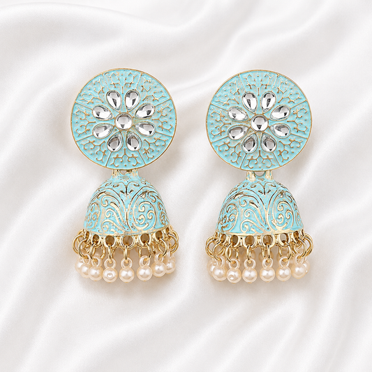 BOHO CARVED JHUMKA EARRINGS