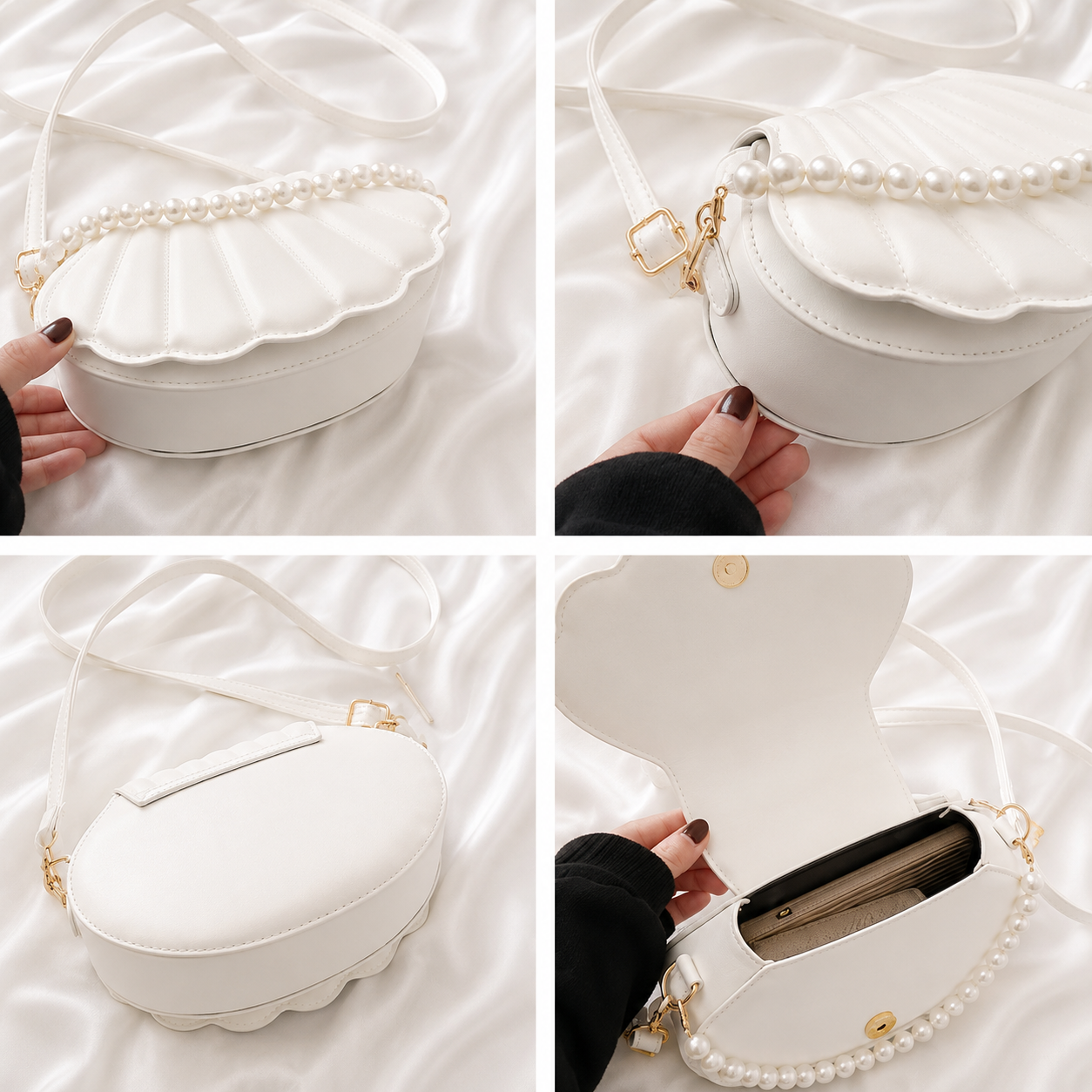 TEXTURED WHITE SHELL BAG