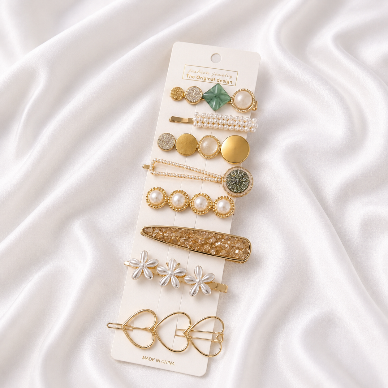 JADE HEART HAIR CLIPS