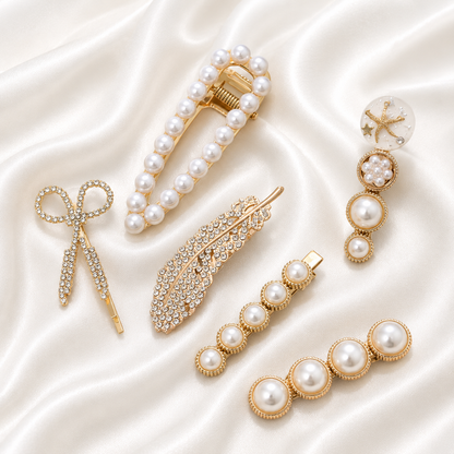 CRYSTAL PEARL HAIR CLIPS