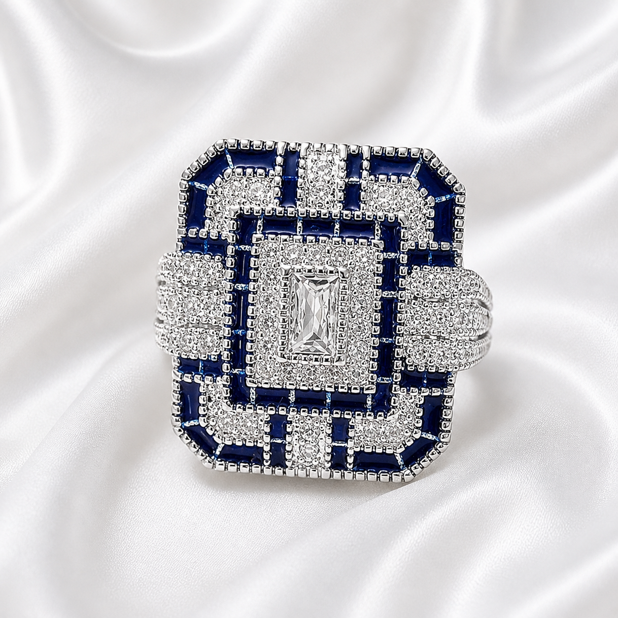 BLUE RETRO ZIRCON RING