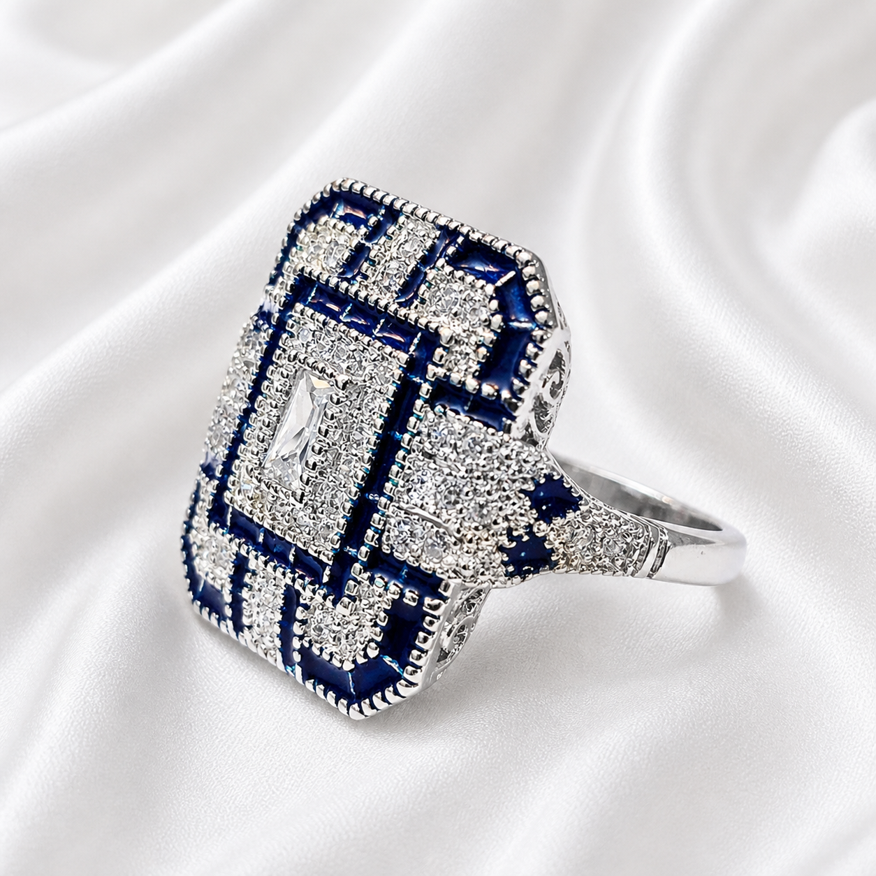 BLUE RETRO ZIRCON RING