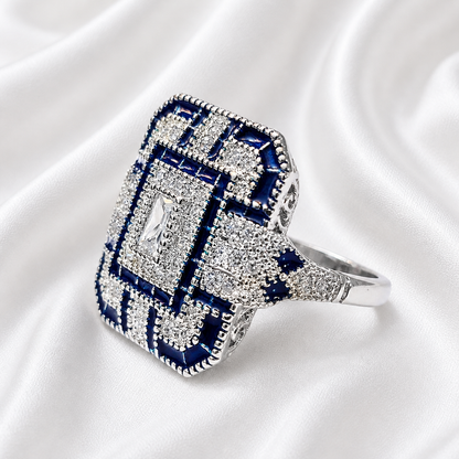 BLUE RETRO ZIRCON RING