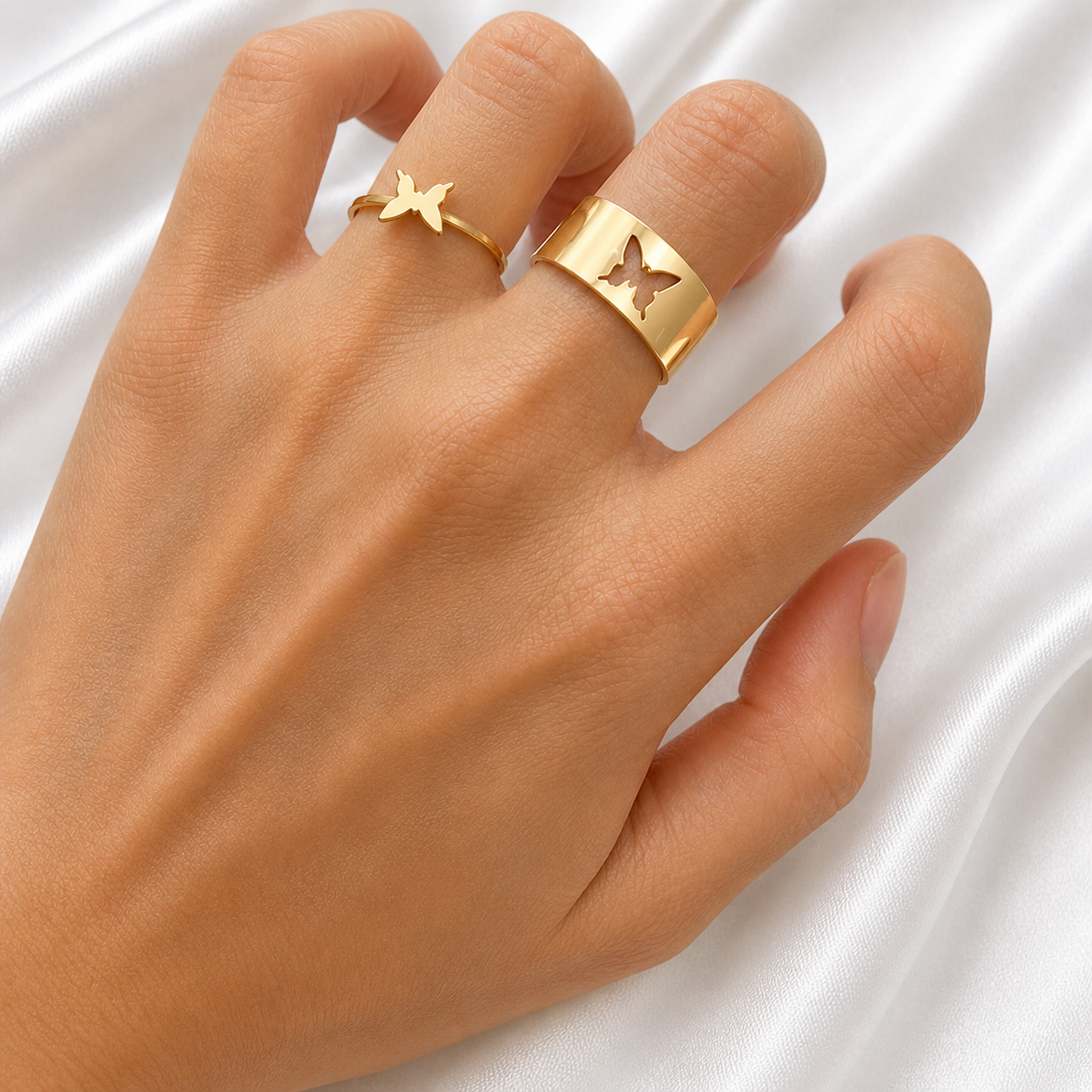 HOLLOW BUTTERFLY COUPLE RING