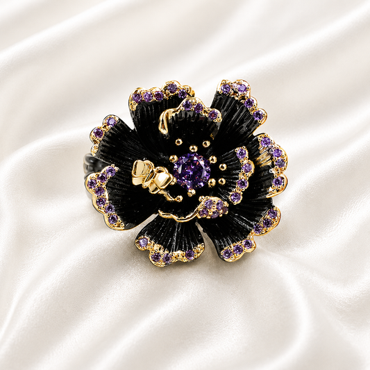 ANTIQUE GOLD PLATED FLOWER RING