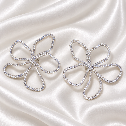 CRYSTAL PETAL FLOWER EARRINGS