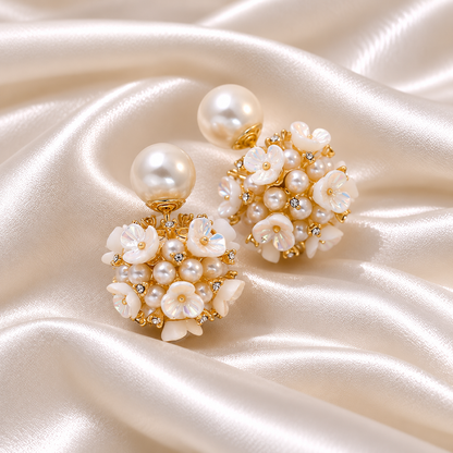 PEARL FLORAL STUD EARRINGS