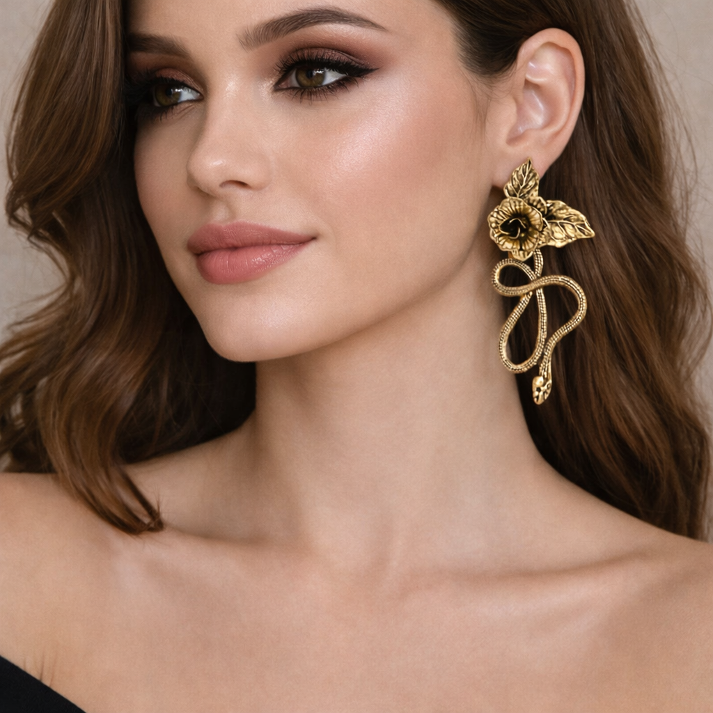 ROSE AND SNAKE EARRINGS