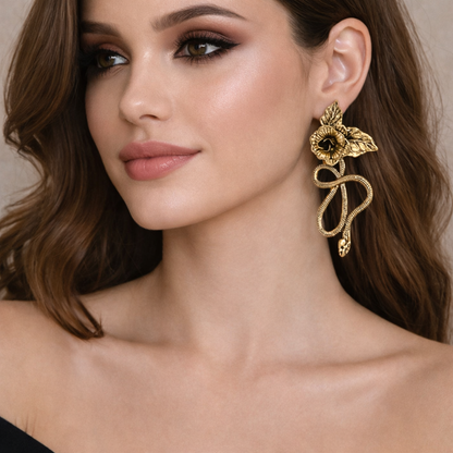 ROSE AND SNAKE EARRINGS