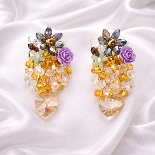 ACRYLIC CRYSTAL FLOWER EARRINGS
