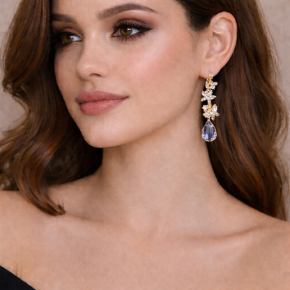 AQUAMARINE ZIRCON EARRINGS