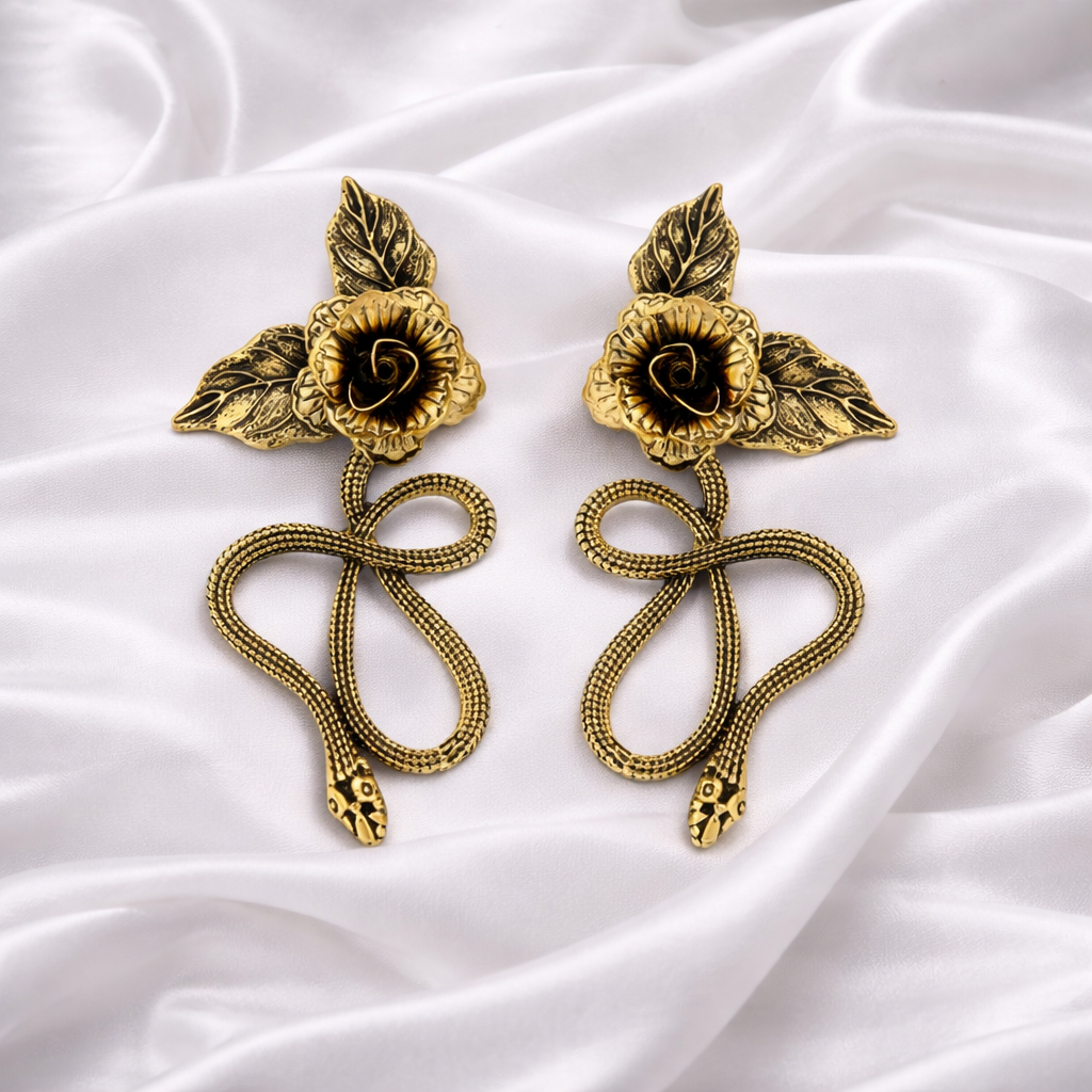 ROSE AND SNAKE EARRINGS