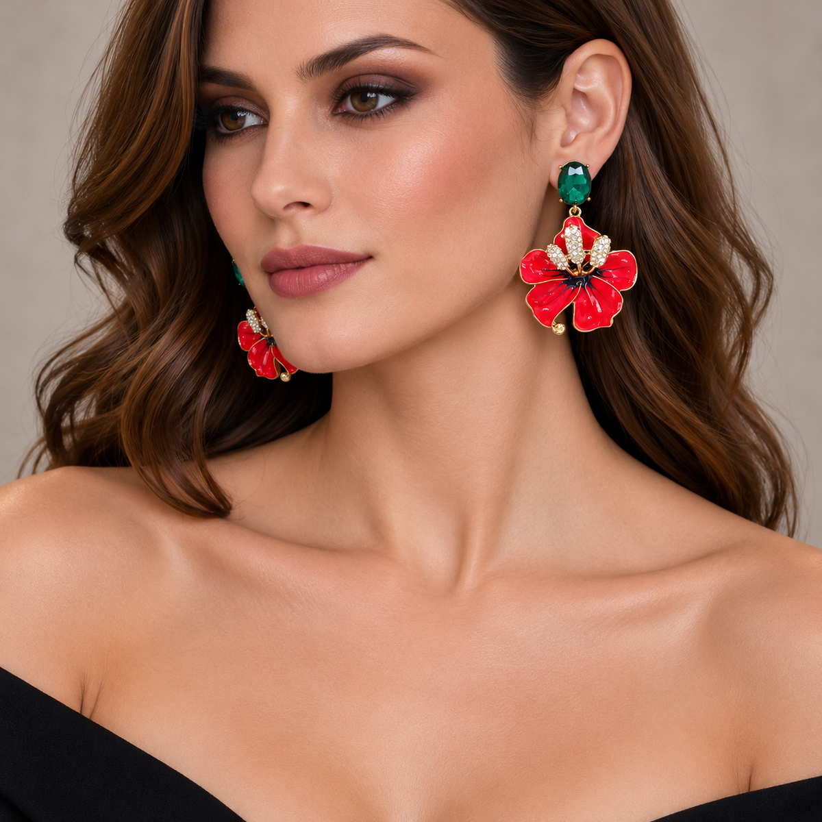 ORANGE FLOWER EARRINGS