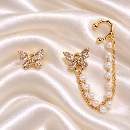 BUTTERFLY PEARL CHAIN CUFF