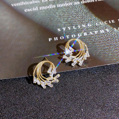 TWISTED TRENDY ZIRCON EARRINGS