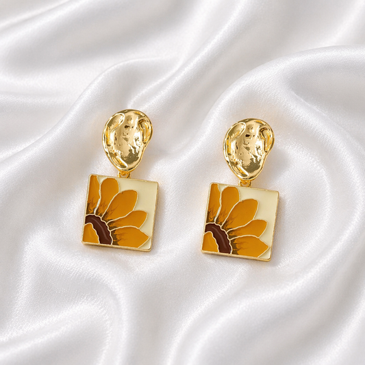 CLIP ON SUNFLOWER EPOXY EARRINGS