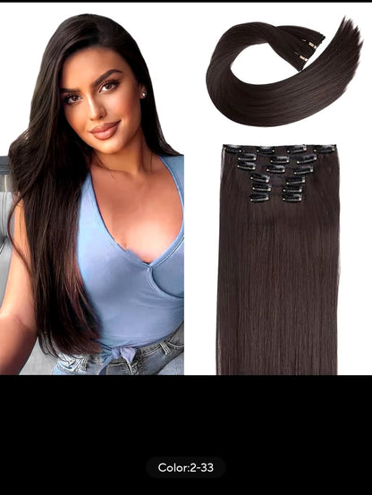 SYNTHETIC STRAIGHT HAIR EXTENSION (16clips)