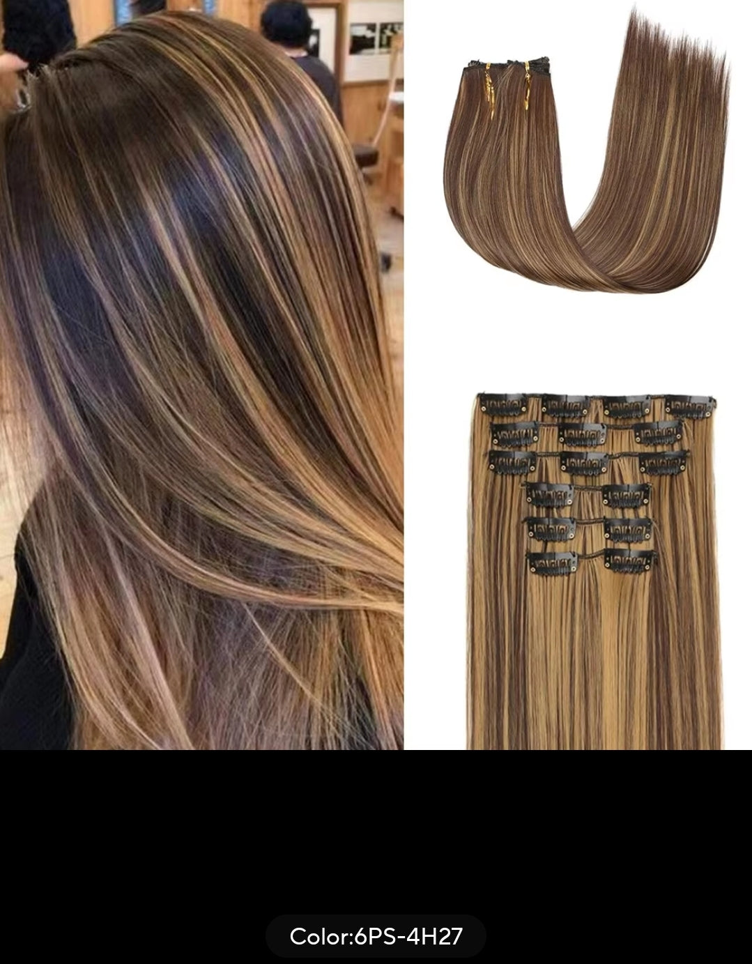 SYNTHETIC STRAIGHT HAIR EXTENSION (16clips)