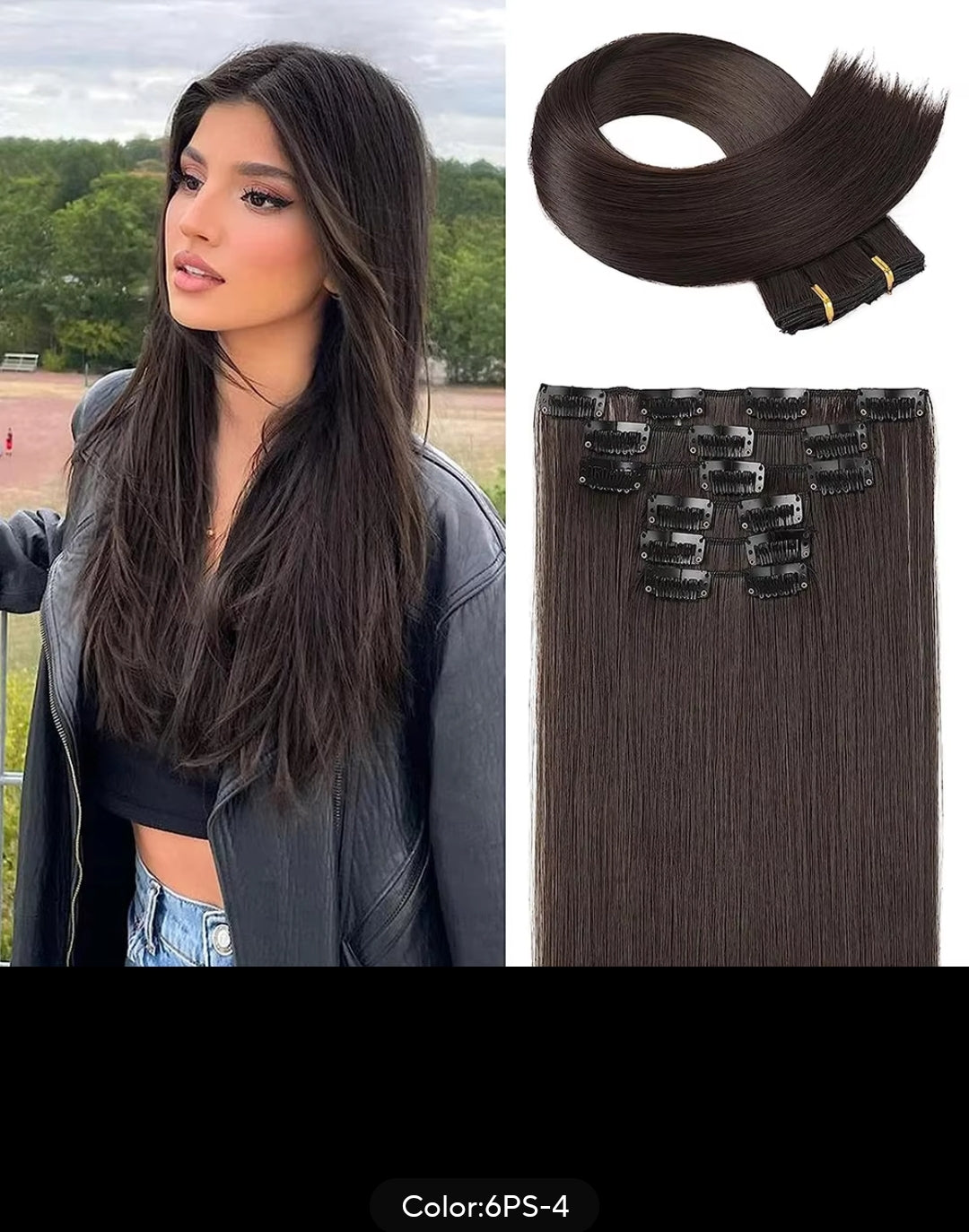 SYNTHETIC STRAIGHT HAIR EXTENSION (16clips)