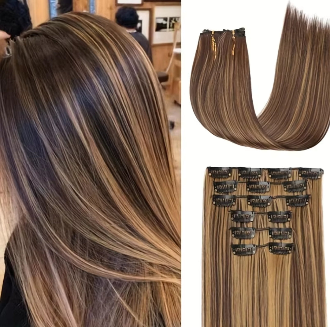 SYNTHETIC STRAIGHT HAIR EXTENSION (16clips)