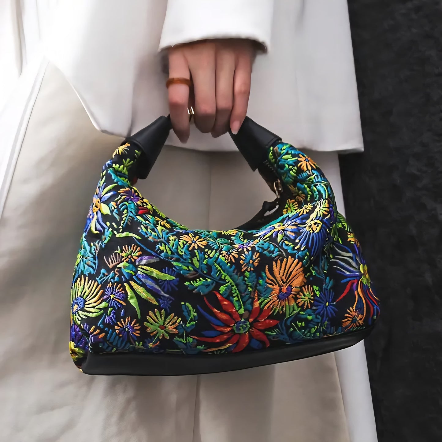 PEACOCK EMBROIDED BAG