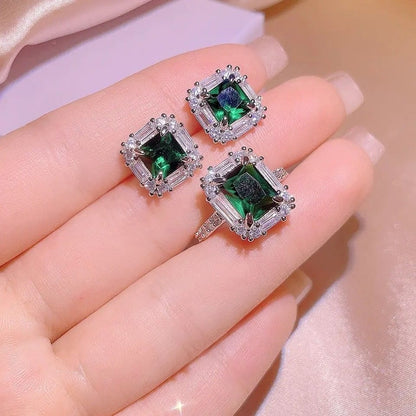 SQUARE GREEN ZIRCON SET
