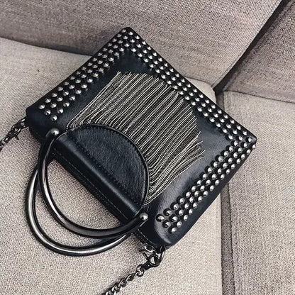 BLACK CROSSBODY STUDDEDE BAG