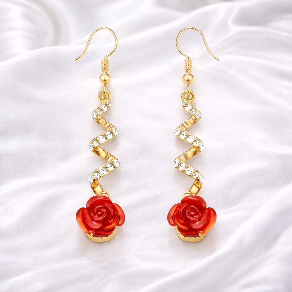 ROSE DROP SPIRAL EARRING