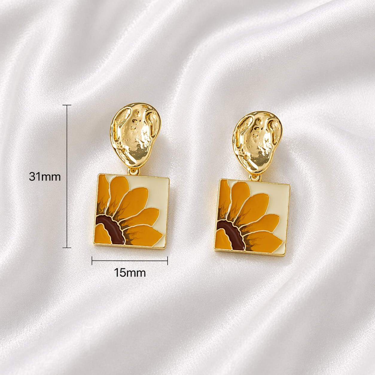 CLIP ON SUNFLOWER EPOXY EARRINGS