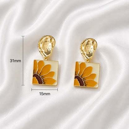 CLIP ON SUNFLOWER EPOXY EARRINGS