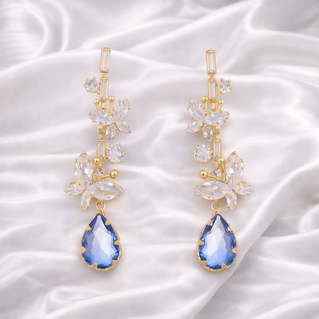 AQUAMARINE ZIRCON EARRINGS
