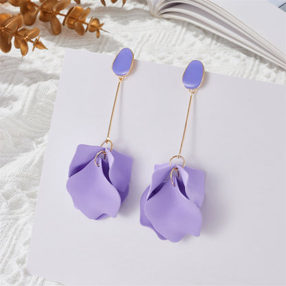 ACRYLIC PURPLE PETAL EARRINGS