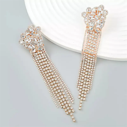ETHNIC CRYSTAL TASSEL EARRINGS