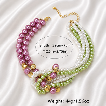 MULTI TONE IMITATION PEARL CHOKER