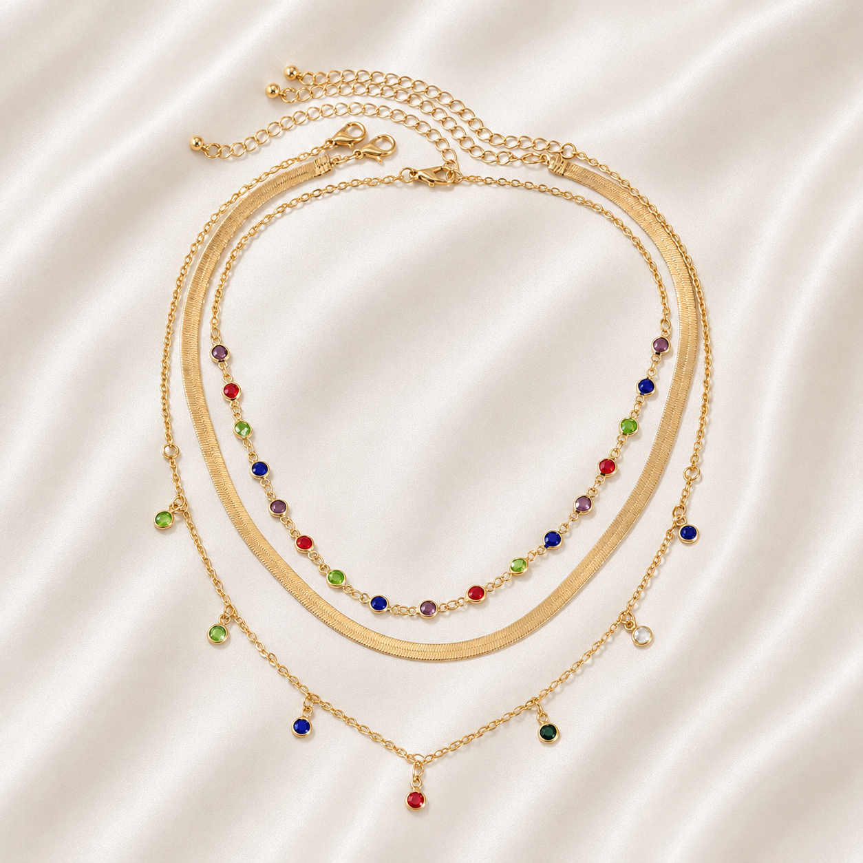 MULTI COLORED LAYERED NECKLACE